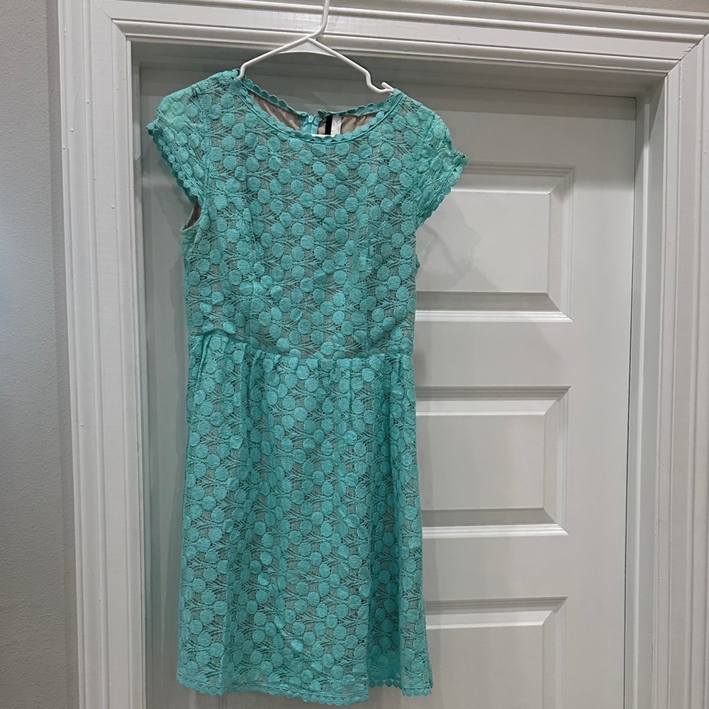 Kenzie Aqua Lace Casual Dress for Kids